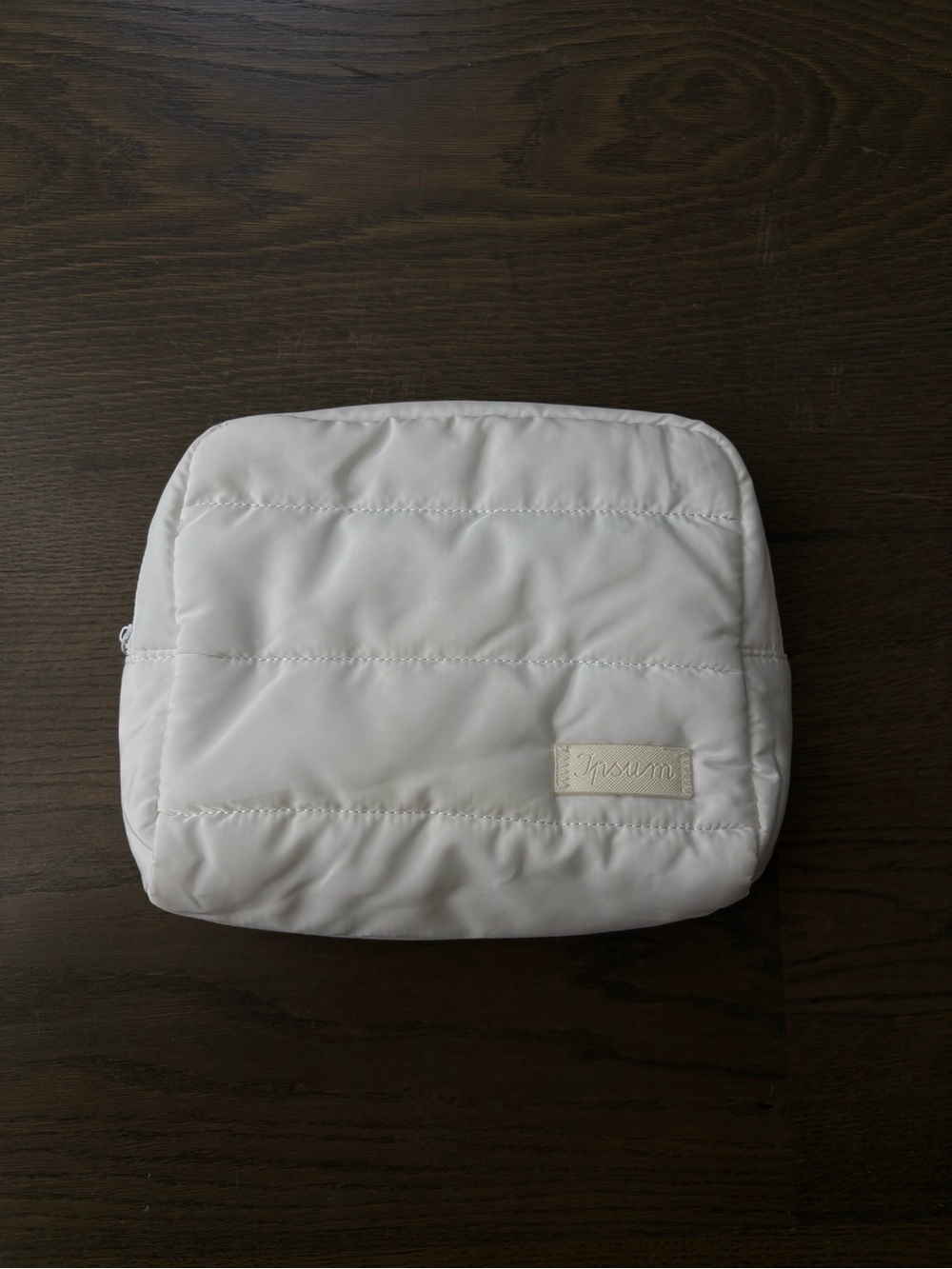 Ipsum Quilted White Cosmetic Pouch